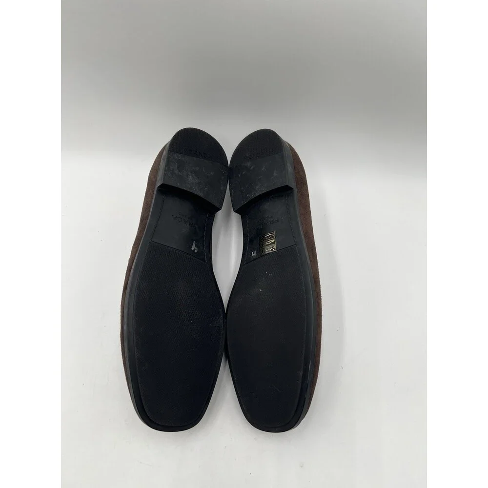 Men’s Prada chocolate brown suede slip-on driving loafers triangle logo 7UK - Picture 6 of 6